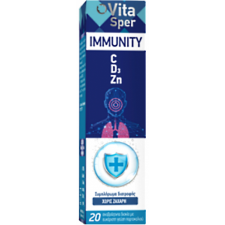 Vitasper Immunity Vitamins C,D3 &Zn Orange Flavors 20tabs