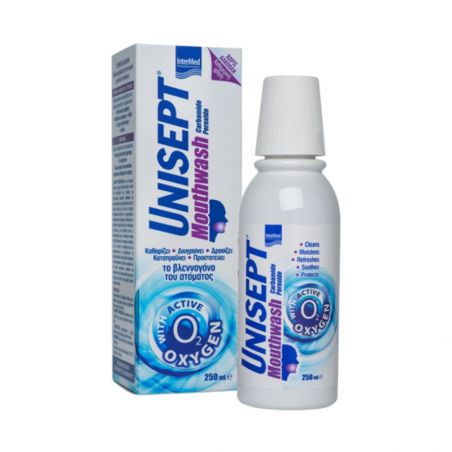 Intermed Unisept Mouthwash με Αντιμικροβιακή, Καθαριστική, Επουλωτική & Ανακουφιστική Δράση 250ml