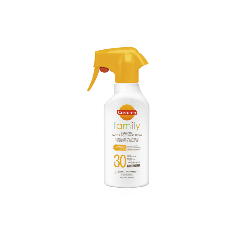 Carroten Family Suncare Milk Spray SPF30 Αντηλιακό Γαλάκτωμα Για Πρόσωπο & Σώμα Για Όλη Την Οικογένεια 300ml