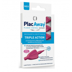 PlacAway Triple Action Μεσοδόντια Βουρτσάκια 0.4mm ISO 0 Ροζ 6τεμ - Omega Pharma