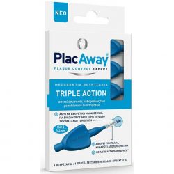 PlacAway Triple Action Μεσοδόντια Βουρτσάκια 0.6mm σε χρώμα Μπλε 6τμχ - Omega Pharma