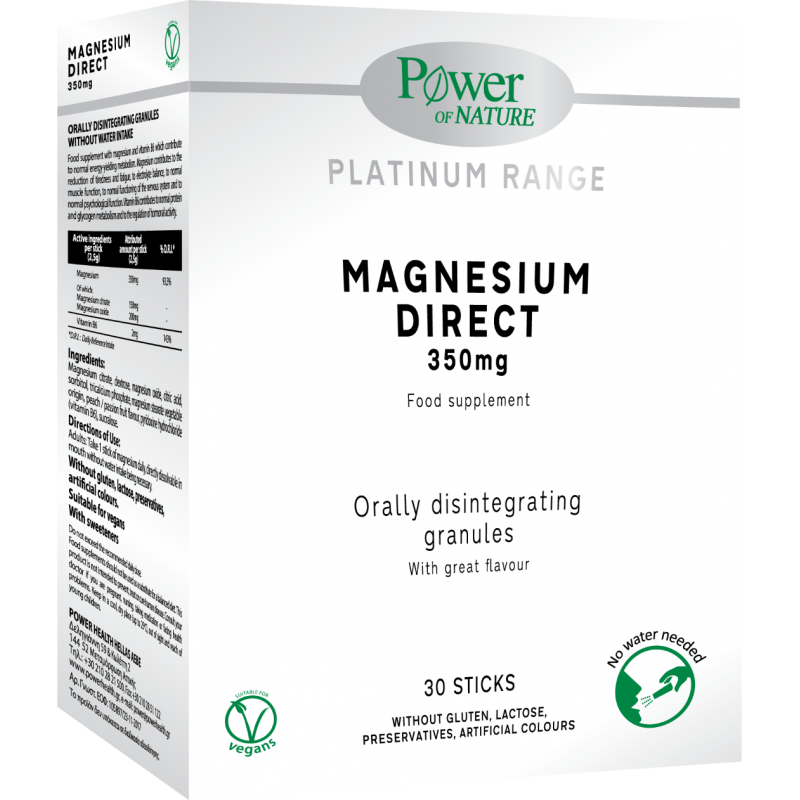 PowerHealth - Platinum Range Magnesium Direct 350mg Συμπλήρωμα Διατροφής με Μαγνήσιο 30 Φακελάκια