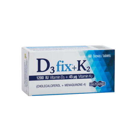 Uni-Pharma D3 Fix 1200iu + K2 45mg 60 Tabs Βιταμίνη D3 και K2