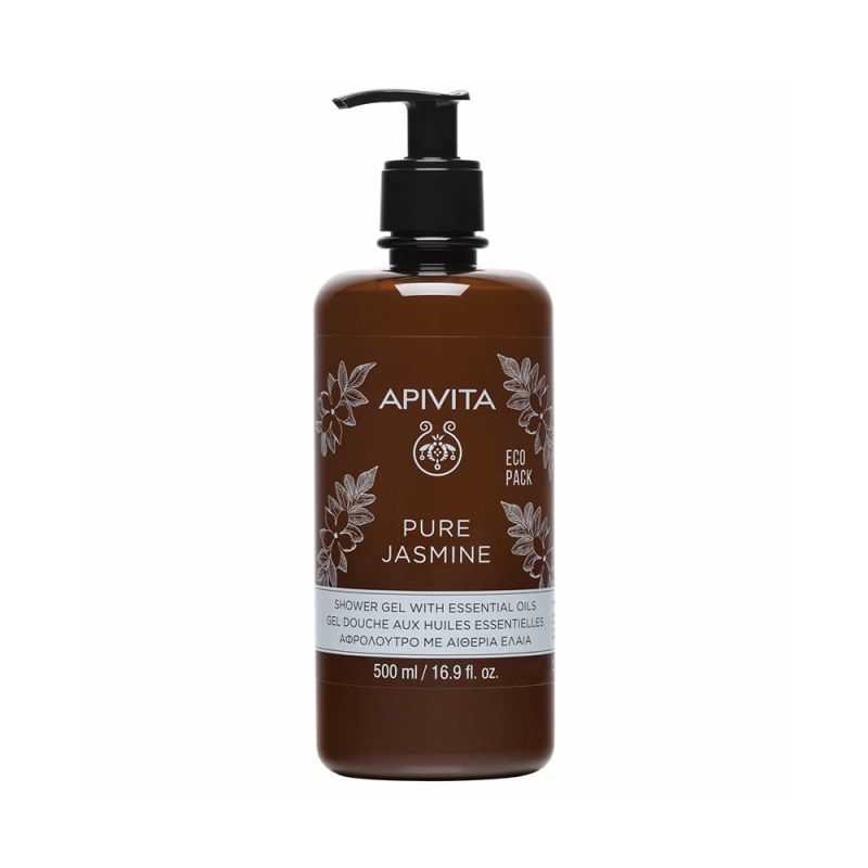 Apivita Pure Jasmine Eco Pack Shower Gel Pure Ενυδατικό αφρόλουτρο με Αιθέρια Έλαια 500ml