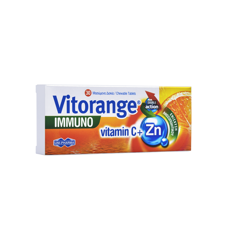Uni-Pharma Vitorange Immuno Vitamin C + Zn 30 μασώμενες ταμπλέτες