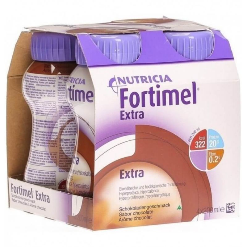 Nutricia Fortimel Extra Σοκολάτα 4x200ml - Συμπλήρωμα Διατροφής Πλούσιο Σε Πρωτεΐνες Με Γεύση Σοκολάτα