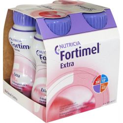 Nutricia Fortimel Extra Φράουλα 4x200ml - Συμπλήρωμα Διατροφής Πλούσιο Σε Πρωτεΐνες Με Γεύση Φράουλα - Nutricia