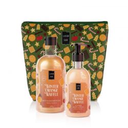 Lavish Care Winter Orange Waffle bag set Bath & Shower Gel 500mL + Glitter Body Lotion 300mL - Lavish Care