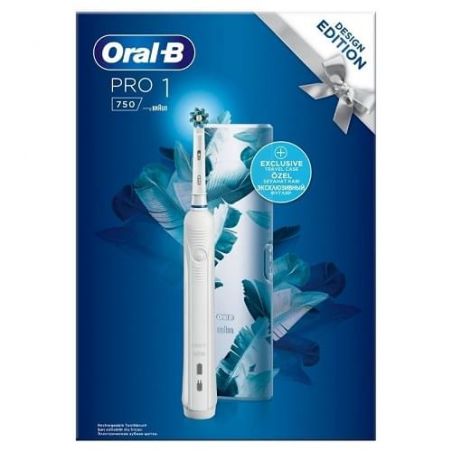 Oral-B Pro 1 750 White Design Edition, Επαναφορτιζόμενη Ηλεκτρική Οδοντόβουρτσα & Θήκη Ταξιδίου, 1τεμ