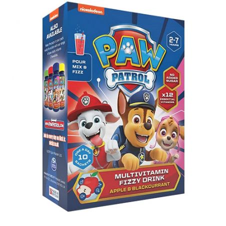 Nickelodeon Paw Patrol Multivitamin Fizzy Drink με Γεύση Μήλο & Φραγκοστάφυλο 10 Φακελίσκοι