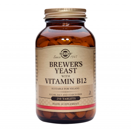 Solgar Brewer s Yeast with Vitamin B-12, Συμπλήρωμα με Μαγιά Μπύρας & Βιταμίνη Β12, 250 Ταμπλέτες