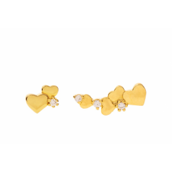 Medisei Dalee Earrings Love Hearts Yellow Gold-Γυναικεία Σκουλαρίκια Καρδιές από Ασήμι Επιχρυσωμένο, 1 Ζευγάρι - Medisei