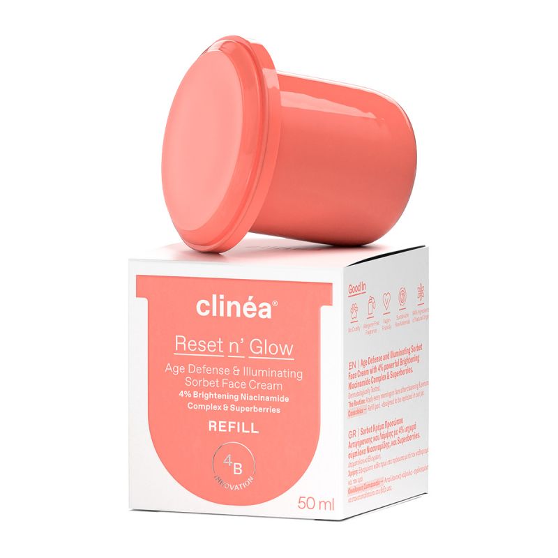 Clinea Reset n' Glow Refill 50ml - Sorbet Κρέμα Προσώπου Αντιγήρανσης και Λάμψης