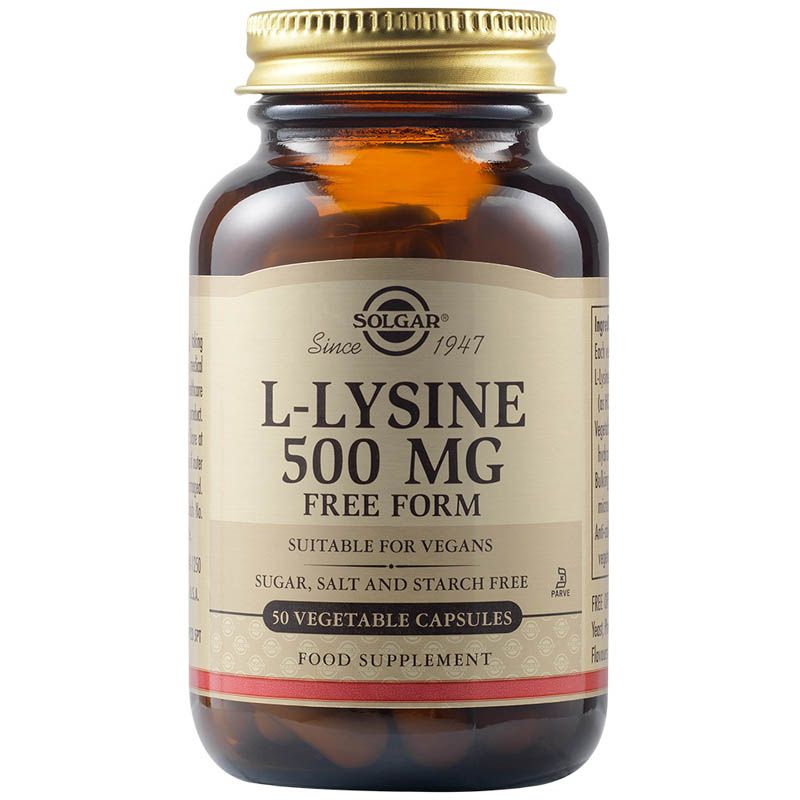 Solgar L-Lysine 500mg Λυσίνη Με Αντιοξειδωτικές Ιδιότητες 50 Φυτικές Κάψουλες