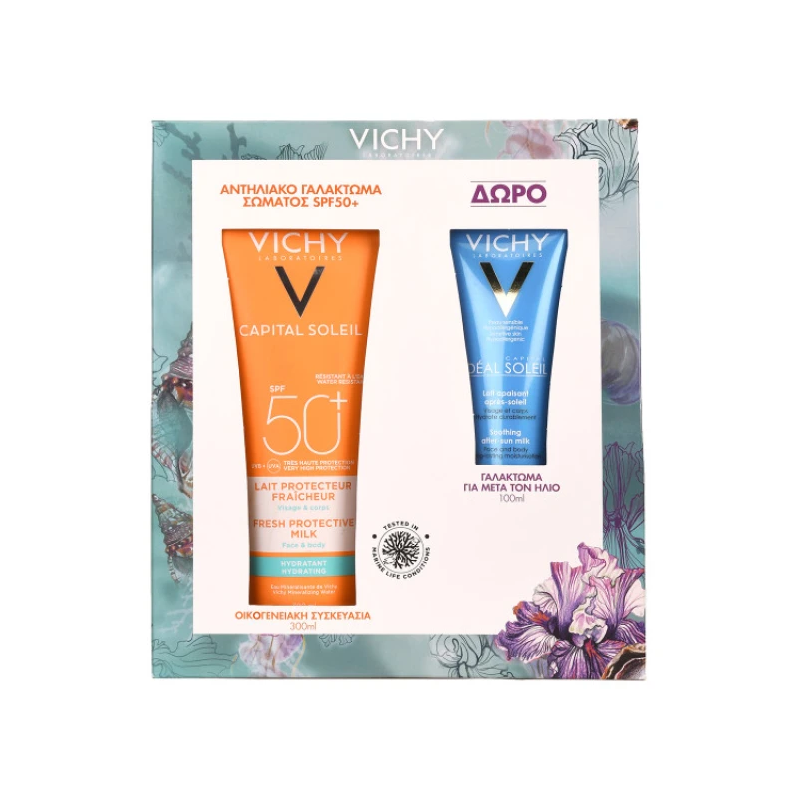 Vichy Capital Soleil Promo Fresh Protective Milk Face & Body SPF50+ 300ml & Δώρο After Sun Ideal Soleil 100ml