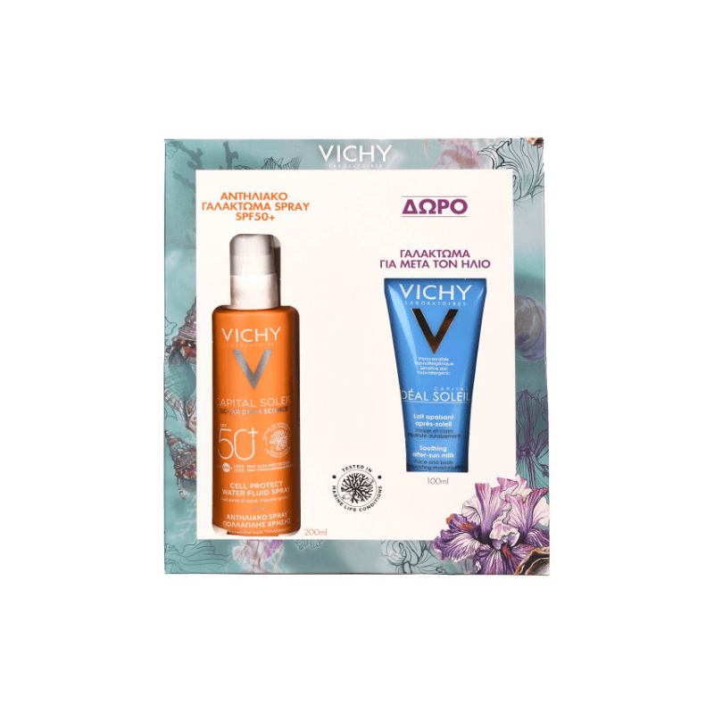 Vichy Promo Capital Soleil Cell Protect Αντηλιακό Γαλάκτωμα Spray SPF50+, 200ml & ΔΩΡΟ Ideal Soleil After Sun Milk, 100ml
