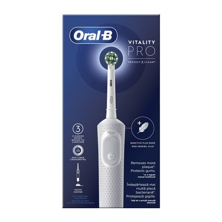Oral-B Vitality Pro White Ηλεκτρική Οδοντόβουρτσα Λευκό Χρώμα 1 τεμάχιο