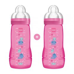 Mam Σετ 2 Μπιμπερό 330ml Easy Active Baby Bottle 4m+ Ροζ 365S