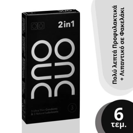 DUO 2 in 1 Ultra Thin Πολύ Λεπτά Προφυλακτικά 6τεμ & Φακελάκια Duo Gel Natural Λιπαντικό 6 x 2ml