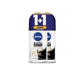 Nivea Deo Black & White Silky Smooth Roll-on 1+1 Δώρο Αποσμητικό για 48Ωρη Προστασία & Φροντίδα, 2x50ml