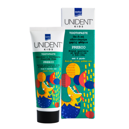 Intermed Unident Kids Toothpaste χωρίς φθόριο 6m+ με γεύση ροδάκινο 50ml