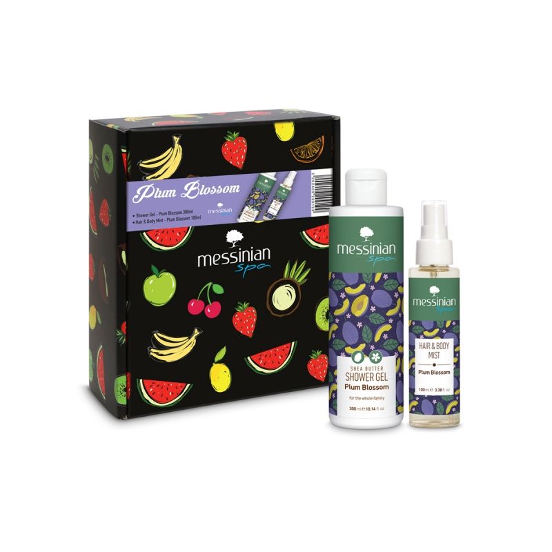 Messinian Spa Beauty Box Plum Blossom (Ανθός Δαμασκηνιάς) Αφρόλουτρο 300ml + Hair Body Mist 100ml