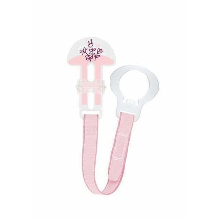 Mam Clip Κορδέλα Στήριξης Πιπίλας 0+m Ροζ Λουλούδια (310) 1τμχ