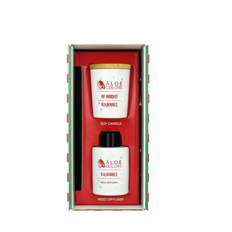 Aloe Colors Gift Set Home Kourabies (Reed Diffuser + Scented Soy Candle Kourabies)