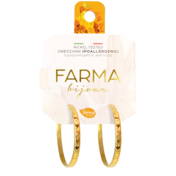 Farma Bijoux Υποαλλεργικά Σκουλαρίκια Κρίκοι Χρυσοί Με Ανάγλυφες Καρδιές 25mm 1 ζευγάρι