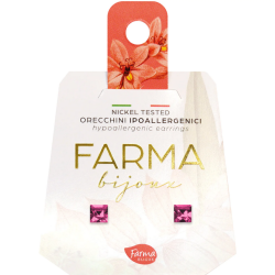 Farma Bijoux Υποαλλεργικά Σκουλαρίκια Κρύσταλλα Τετράγωνα Ροζ 4mm 1 ζευγάρι