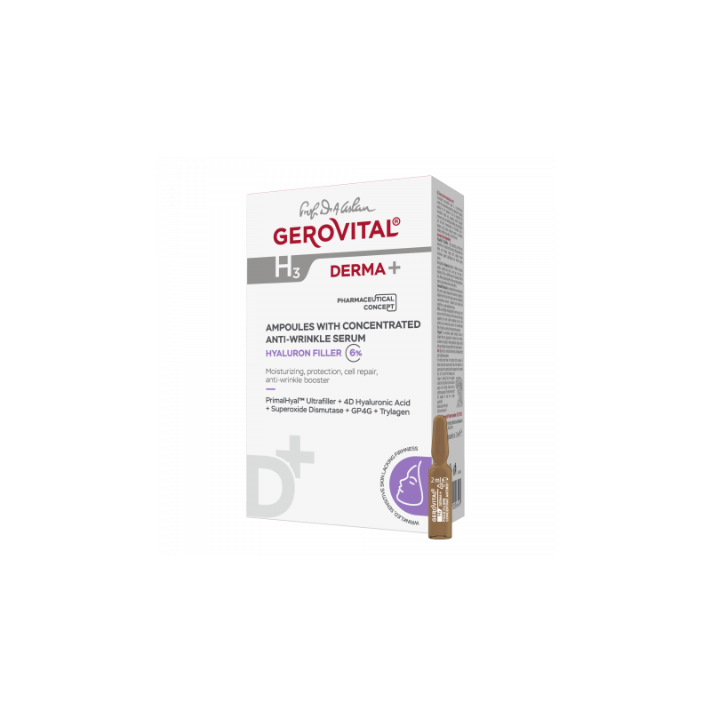 Gerovital Αμπούλες Με Συμπυκνωμένο Αντιρυτιδικό Ορό 6% Υαλουρονικό Filler 10 x 2ml