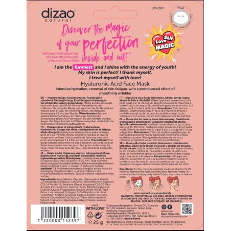 DIZAO – Hyaloyronic Acid Face Mask 25g 1τμχ