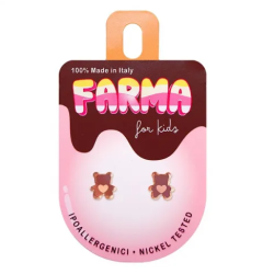 Farma Bijoux For Kids - Υποαλλεργικά Σκουλαρίκια Για Παιδιά Αρκουδάκια Ροζ-Χρυσό 9mm 1 ζευγάρι
