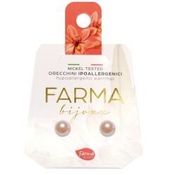 Farma Bijoux Υποαλλεργικά Σκουλαρίκια Cream Rose Πέρλα 6mm, 1 ζευγάρι