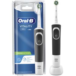 Oral-B Vitality 100 Cross Action Επαναφορτιζόμενη Ηλεκτρική Οδοντόβουρτσα Σε Μαύρο με Άσπρο Χρώμα 1τμχ