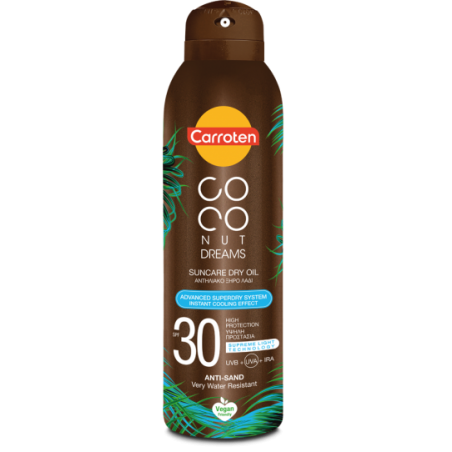 Carroten Coconut Dreams Suncare Dry Oil, Αντηλιακό Ξηρό Λάδι Μαυρίσματος SPF30+, 150ml
