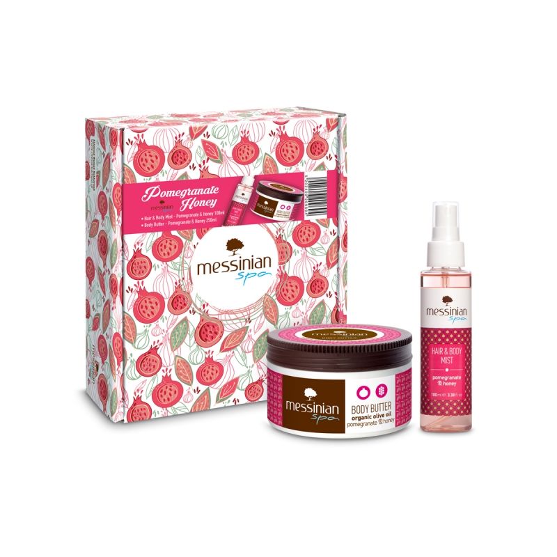 Messinian Spa Συλλεκτικό Beauty Box Pomegranate & Honey- Hair & Body Mist 100ml + Body Butter 250ml
