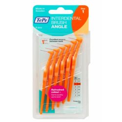 TePe Angle Size 1 Μεσοδόντια Βουρτσάκια με Λαβή σε Πορτοκαλί Χρώμα 6τμχ