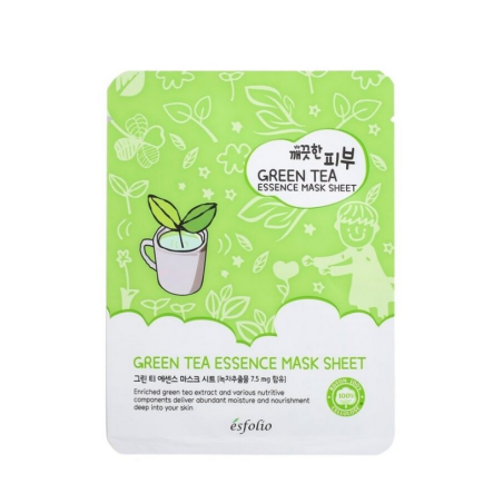 Esfolio Pure Skin Green tea Essence Mask Sheet Μάσκα με πράσινο τσάι 25ml