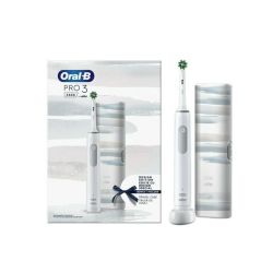 Oral-B Pro 3 3500 White Design Edition Επαναφορτιζόμενη Ηλεκτρική Οδοντόβουρτσα Λευκή με Θήκη Ταξιδίου 1τεμ