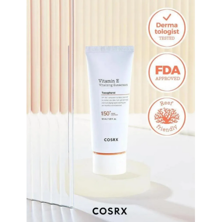 Cosrx Vitamin E Vitalizing Sunscreen SPF 50+ Αντιηλιακό με υψηλή προστασία που ρυθμίζει την λιπαρότητα 50ml