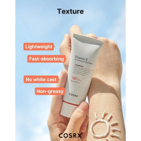 Cosrx Vitamin E Vitalizing Sunscreen SPF 50+ Αντιηλιακό με υψηλή προστασία που ρυθμίζει την λιπαρότητα 50ml