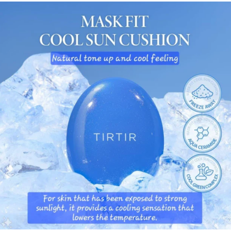 TIRTIR Mask Fit Cool Blue Sun Cushion SPF 50 UV Cut Cool Brilliant 18g