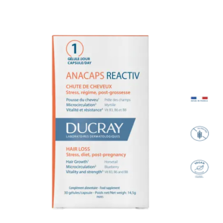 Ducray Anacaps Reactiv 14.5g Συμπλήρωμα διατροφής 30 Κάψουλες