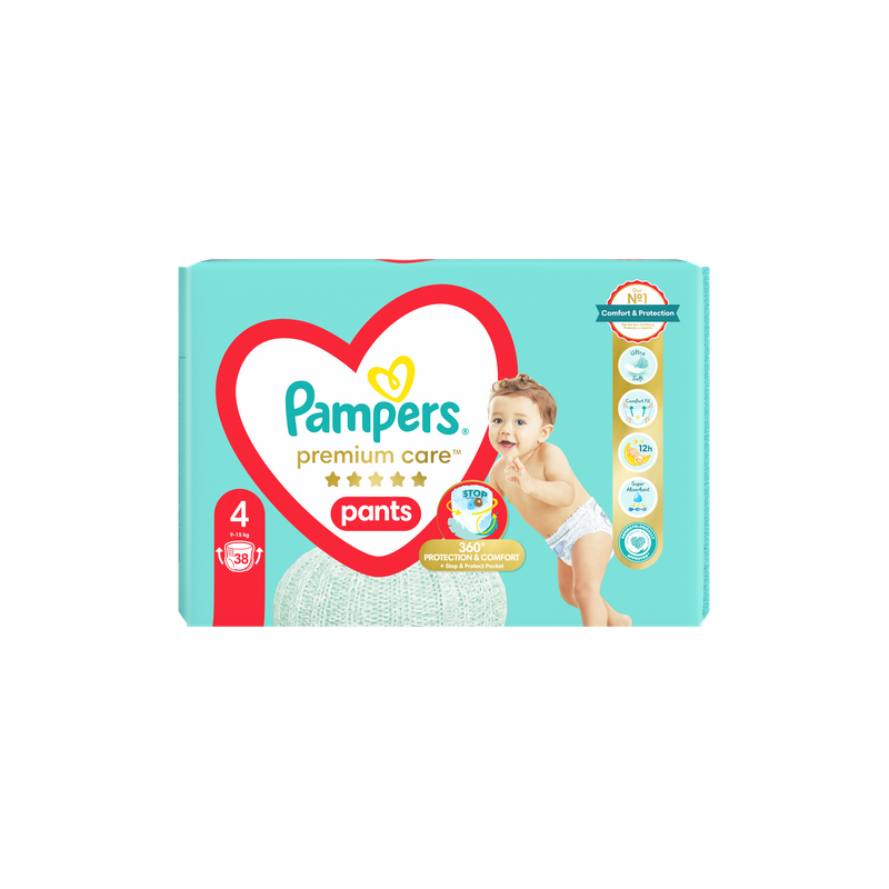 Pampers Premium Care Pants Πάνα Βρακάκι Μέγεθος 4 (9kg-15kg) 38 Πάνες Βρακάκι