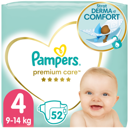 Pampers Premium Care Πάνα Μέγεθος 4 (9kg-14kg) 52 Πάνες