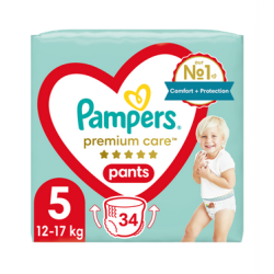 Pampers Premium Care Pants Πάνα Βρακάκι Μέγεθος 5 (12kg-17kg) 34 Πάνες βρακάκι