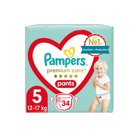 Pampers Premium Care Pants Πάνα Βρακάκι Μέγεθος 5 (12kg-17kg) 34 Πάνες βρακάκι