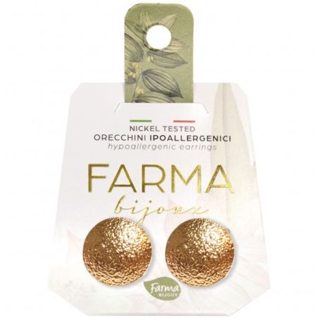 Farma Bijoux Υποαλλεργικά Σκουλαρίκια Επιχρυσωμένα Στρογγυλά Κουμπιά 15mm