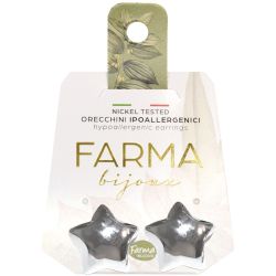 Farma Bijoux Υποαλλεργικά Σκουλαρίκια Στρογγυλά Αστέρια Ασημί 17mm